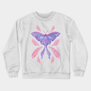 Violet Watercolor Luna Moth Crewneck Sweatshirt